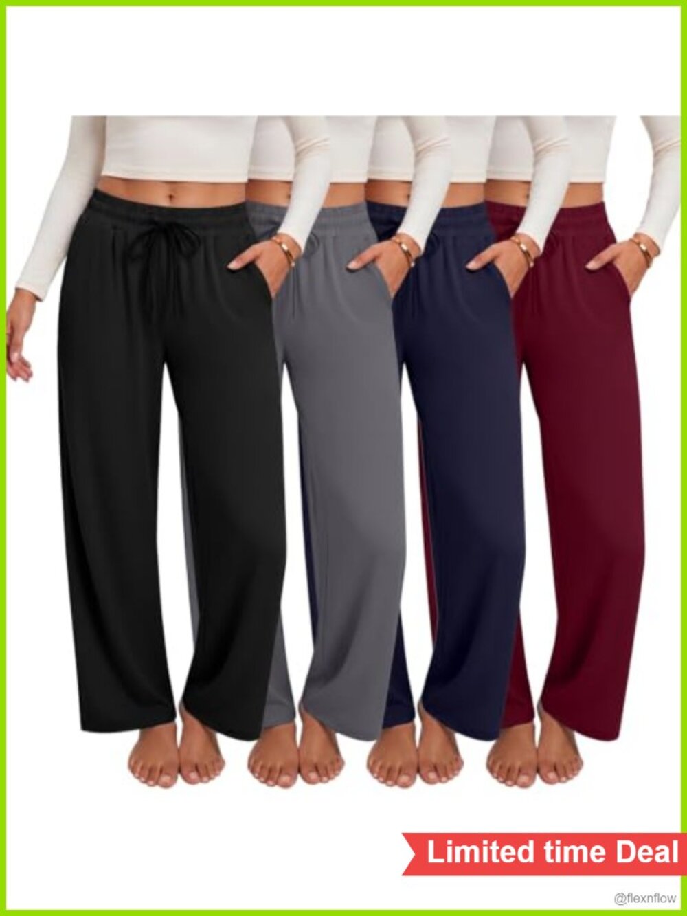 4 Pack Wide Leg Sweatpants Women Lounge Yoga Pants with Pockets